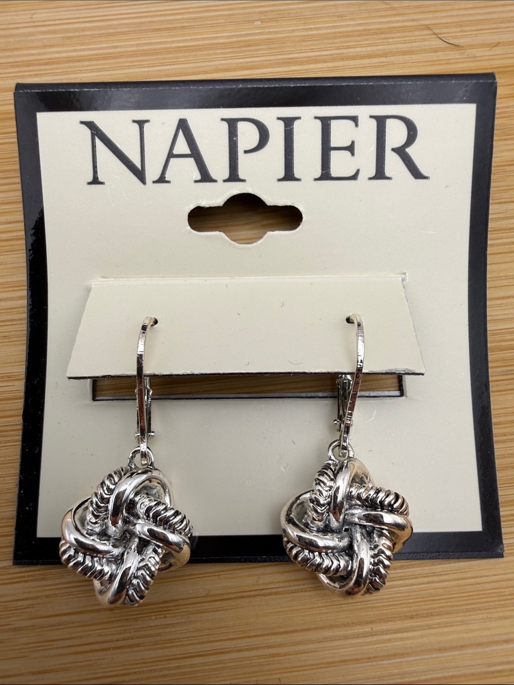 NWT Napier Silver Tone Snake Chain  Drop Earrings